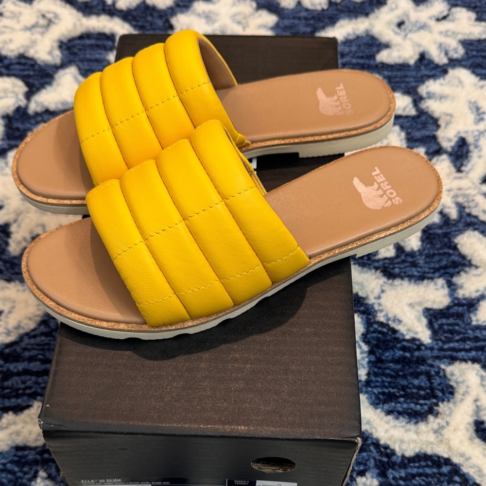 Sorel Ella Yellow Slide Sandals - Picture 3 of 5